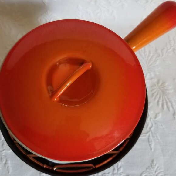 Le Creuset Fondue Pot Enamel Cast Iron With Base Vintage - Picture 4 of 10